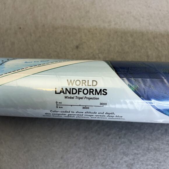 National Geographic Laminated World Decorator Map 46x30.5 Landforms Education - Picture 4 of 7